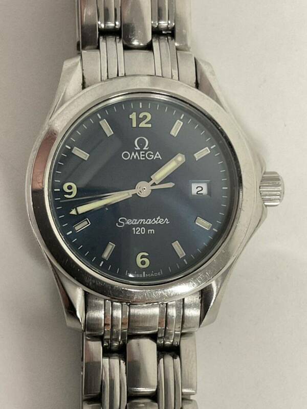 営SR871-60◆ 【電池交換済み・稼働品】OMEGA Seamaster／オメガ シーマスター ネイビー文字盤120M クォーツ 腕時計 