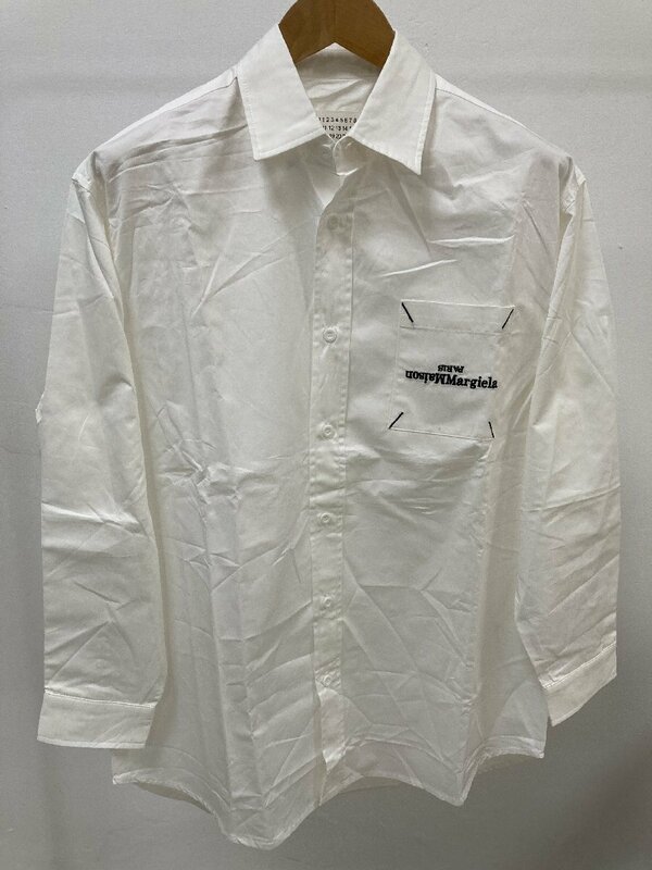 Maison Margiela メゾン マルジェラ 胸ポケット付き 上着 シャツ 長袖 パッチ ホワイト サイズ46 中古 TN 1