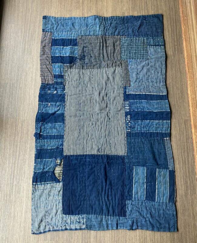 襤褸 ランル ボロ 刺し子 藍染 古布 古裂 リメイク 縞 木綿 手縫い リメイク素材 時代物