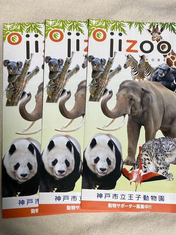 タンタン 神戸市立 王子動物園 園内マップ　３枚　ジャイアントパンダ　旦旦