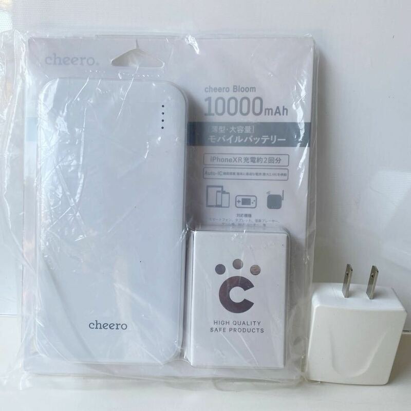 E3-051806 11点在庫　 【新品未使用】モバイル充電器　cheero Bloom 10000mAh　チーロ　CHE-107　 薄型　約245ｇ　利用回数 約500回