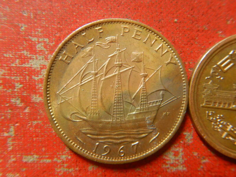 外国・イギリス／ハーフペニー青銅貨（1967年）　240509