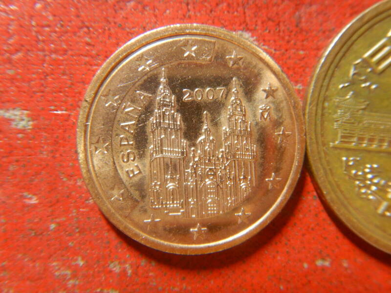 外国・スペイン／２ユーロセント銅張りスチール貨（2007年）　240511