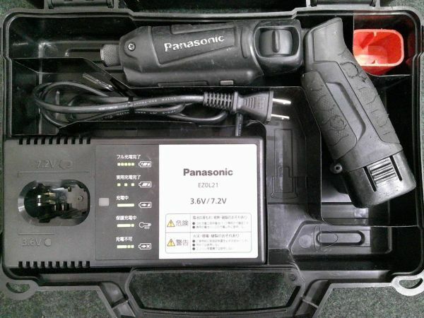 中古 Panasonic パナソニック 7.2Vバッテリー1個 コードレス 充電スティックインパクトドライバー 黒 EZ7521 ④