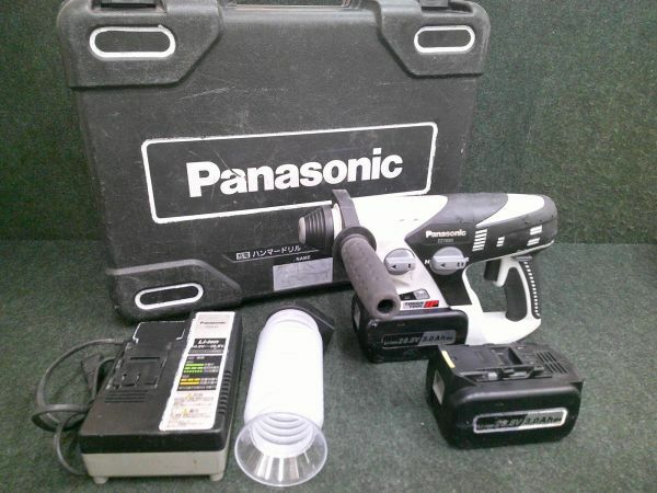 中古 Panasonic パナソニック 28.8V 3.0Ahバッテリー2個付属 SDSプラスシャンク 充電式ハンマードリル EZ7880LP2S-B