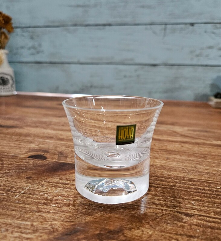 HOYA クリスタル ロックグラス MUSEUM CRYSTAL 石庭縞目 冷酒杯 高級 カットガラス ショットグラス