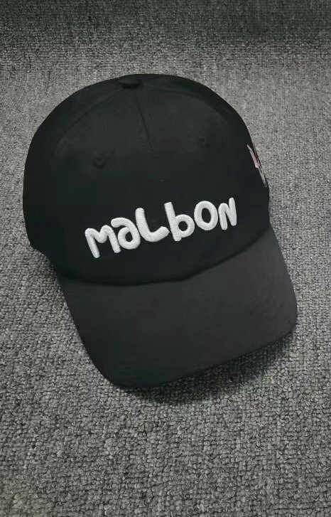 送料無料　新品　マルボン　キャップ ハット　帽子　サンバイザー 男女兼用　ゴルフ　文字刺繍　調節可　ブラック　Malbon　gf17
