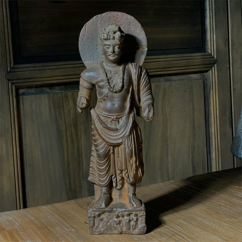 極細工 仏教古美術 仏像 ガンダーラ石仏 Gandhara ガンダーラ美術 石仏 石彫 仏像 装飾 置物　装飾　収蔵　コレクションsux004
