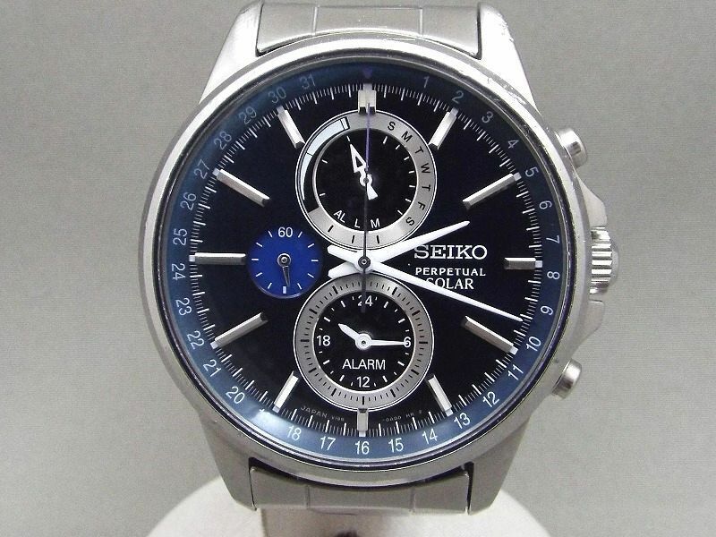 SEIKO/セイコー クロノグラフ ソーラー メンズ腕時計 V198-0AC0 【W318y1】