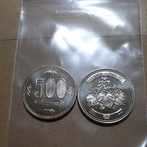 平成31年 500円 硬貨 貨幣 ２枚セット　三十一年 五百円 