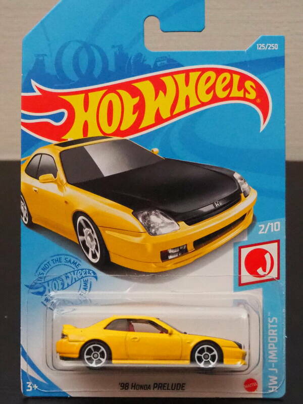 HOT WHeeLs HONDA PRELUDE 98 VTEC 黄 ホンダ プレリュード ミニカー ドリフト 仕様 走り屋 CUSTOM ボンネット ホットウィール