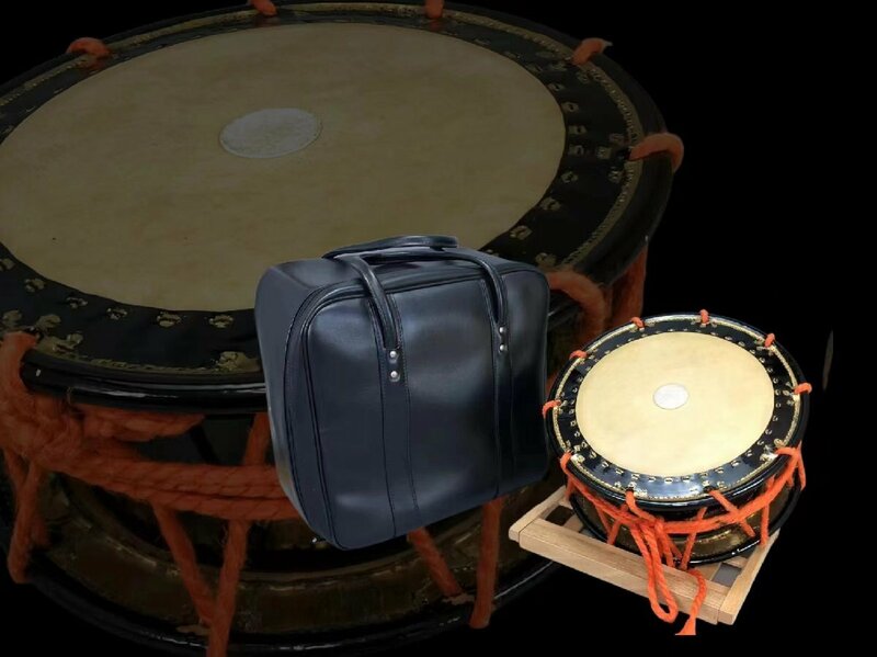 R0222 和太鼓 締太鼓 バチ 和楽器 雅楽器 打楽器 雅楽 能楽 神楽 狂言 歌舞伎 時代物 バッグ付