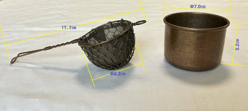 ☆京都　有次　茶こし　銅製　手づくり　金網つじ　お茶こし　銅茶こし　手編み