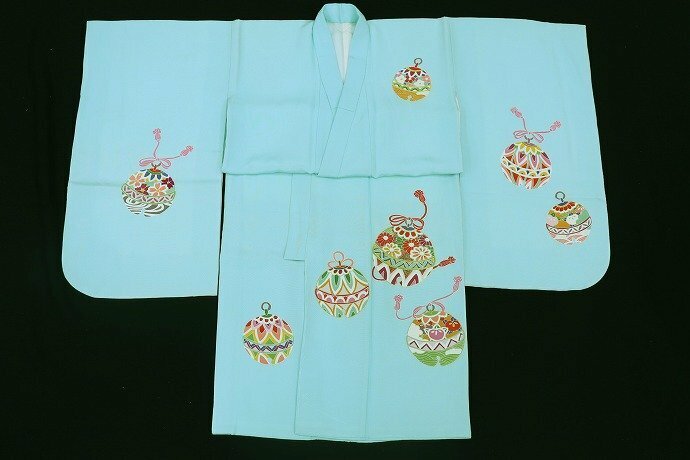 inagoya♪かわいい3歳着物♪【女の子・三つ身単品】kimono for girls 水色 正絹 新品 y8255mw