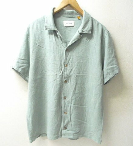 ◆TCSS critical slide レーヨン リネン オープンカラー 半袖 シャツ 薄グリーン サイズL 美