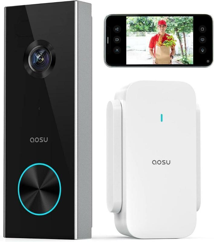 【12-579】AOSU 2K インターホン ワイヤレス カメラ付き 外出先からも通話可能 ドアホン ビデオドアベル カメラ付き