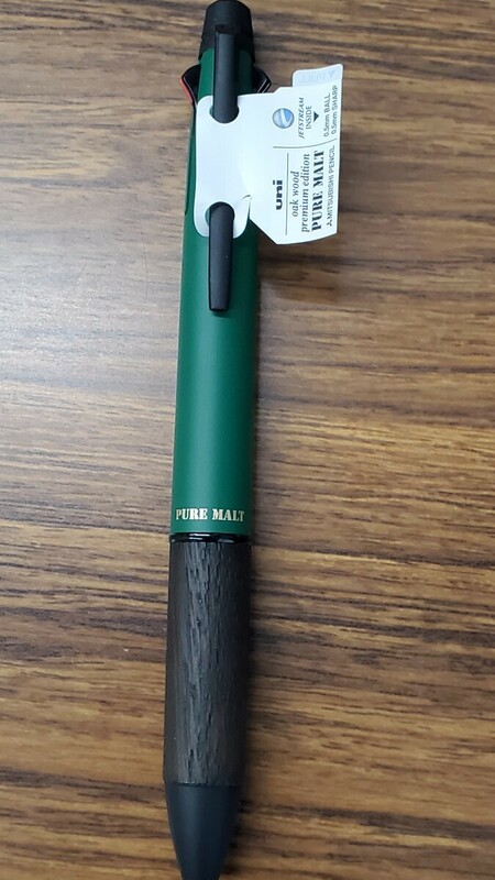 未使用品PURE MALTピュアモルトoak wood ジェットストリーム油性ボールペン 0.5mmインク色 黒赤青緑MSXE5-2005-05 uni軸色ホリデイグリーン