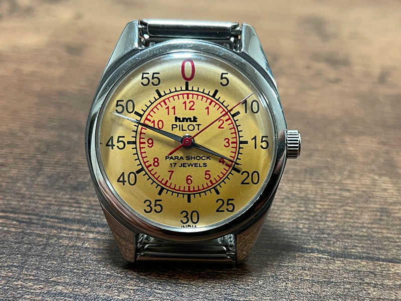 1980年代デッドストック レア☆オレンジ HMT ビンテージ 手巻き式 アンティークウォッチ 時計