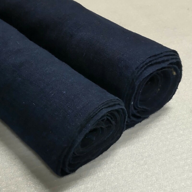 【時代布】藍染め 木綿 無地 2枚 合計約540cm 生地 古布 古裂 アンティーク リメイク素材 A-893