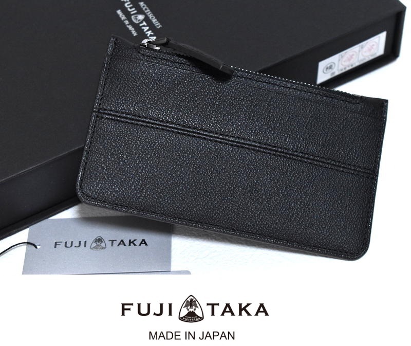 【送料無料】新品 FUJITAKA【ベリル】小銭入れ付き パスケース 646652 ブラック フジタカ スリム コインケース カードケース
