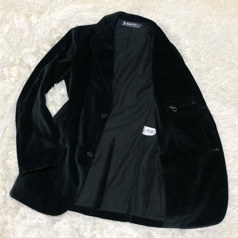 【未使用品級】 Fraizzoli フライツォーリ テーラードジャケット アンコン ベロア ベルベット 黒 ブラック メンズ イタリア製 聖林公司 42