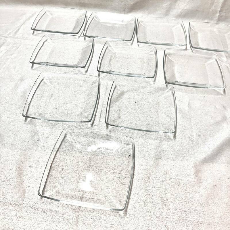 ガラス　スクエアプレート　取皿　デザートプレート　サラダプレート　10枚　業務用（4427）