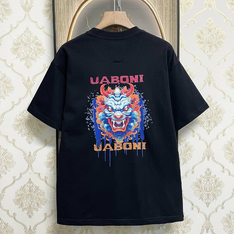 個性EU製＆定価2万◆UABONI*Paris*半袖Tシャツ*ユアボニ*パリ発◆上品 コットン100％ 通気 吸汗 遊び心 カットソー ストリート 夏 M/46