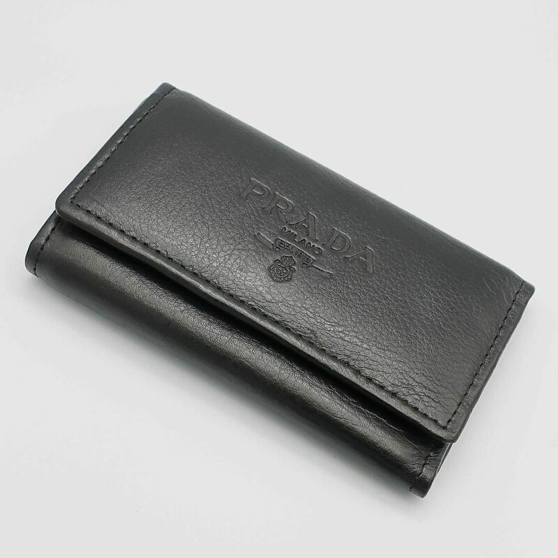 正規品 プラダ Prada 6連キーケース 6-Key Case 革 Leather 黒 Black 美品 Authentic Mint
