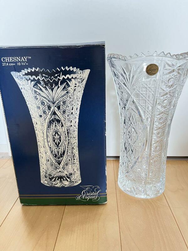 【クリスタルダルク】花瓶〈シェネ〉CHESNAY　フランス製　花瓶　21.4cm