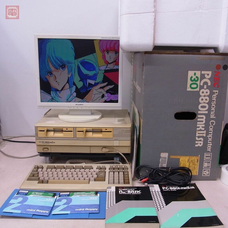 動作品 NEC PC-8801MKIISR 本体 mkIISR 日本電気 キーボード・FD・箱説付 難あり【60