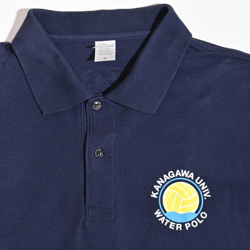 B2 神奈川大学 水球部 半袖プルオーバー ポロシャツ 紺 サイズM