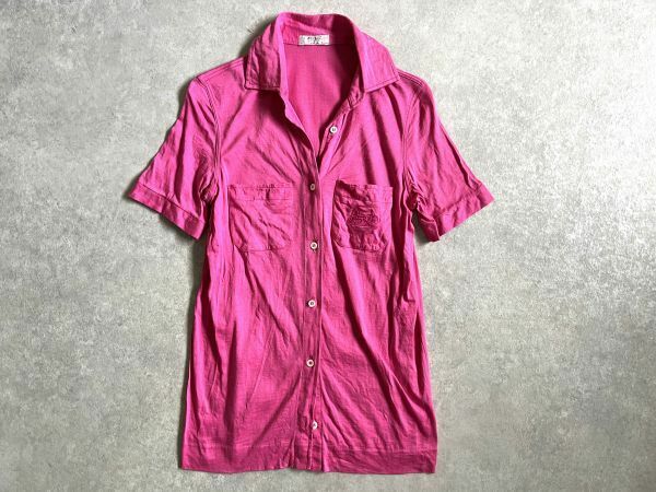 イタリア製◆CELINE◆アシッドピンクの馬車刺繍のデザインポロシャツ　セリーヌ　ハイブランド　スーパーブランド　ビンテージ　アーカイヴ