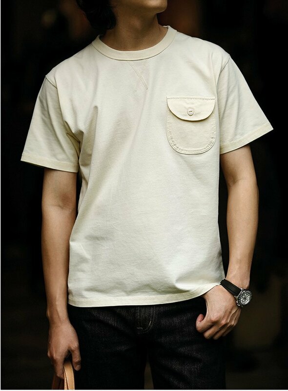 Tシャツ 綿100% スウェット 無地シャツ 半袖シャツ メンズ 紳士用 カジュアル ポケット付き クルーネック M
