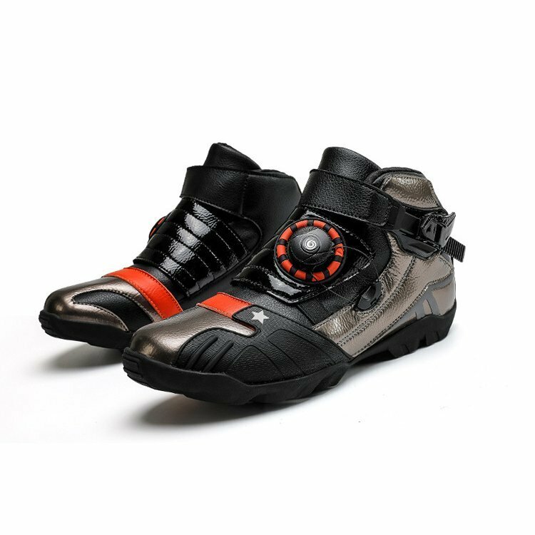 オートバイ ブーツ バイク用靴 バイクブーツ ライディングシューズ 保護 メンズ カジュアル 反射 通気性 耐磨耗性 滑り止め グレー 26.5cm