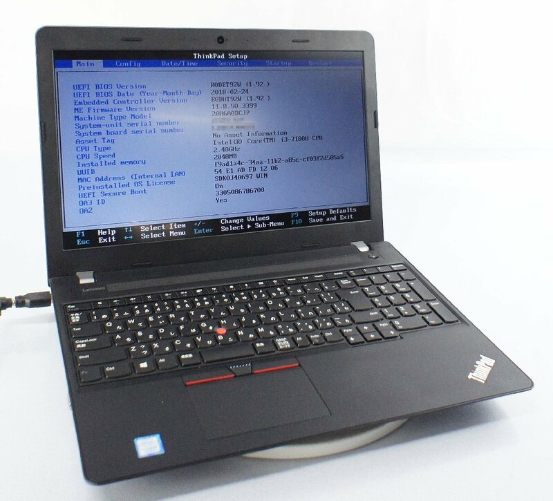 OS無し訳あり品 15.6インチ Lenovo ThinkPad E570 20H6A0DCJP/Core i3 7100U/メモリ2GB/HDD無し/ノート PC R052005K