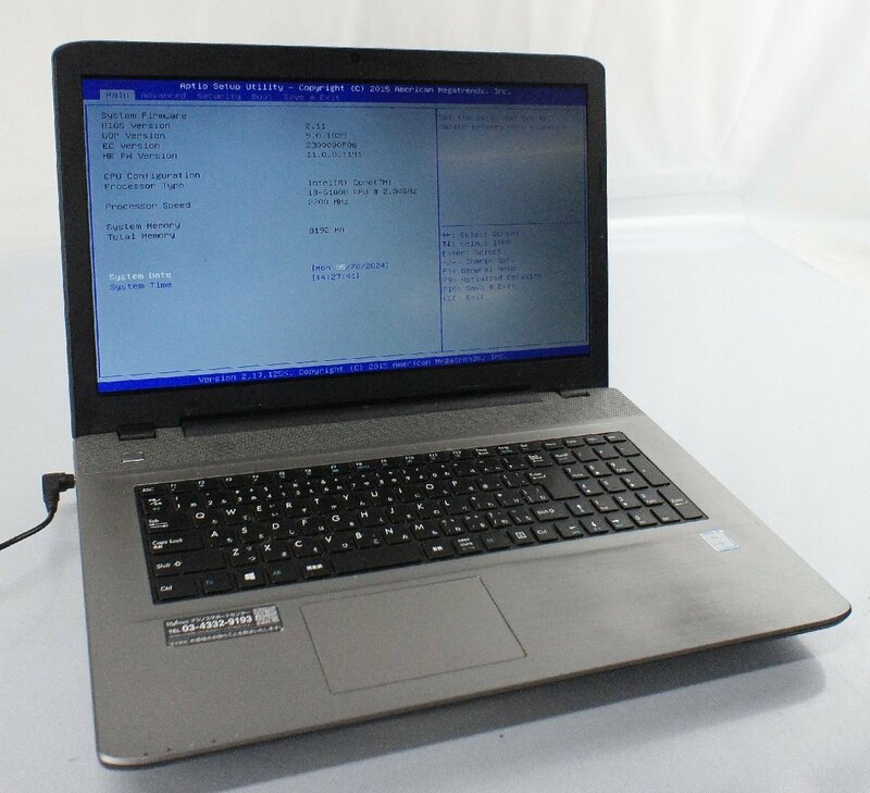 17.3インチ OS無し訳あり品 ドスパラ Critea VF-AG10/Core i3-6100U/メモリ8GB/HDD無/ノート PC dospara フルHD R052003K