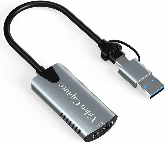 【定形外発送】キャプチャーボード ビデオキャプチャー HDMI to USB/Type C (2in1) 小型 軽量 ゲーム キャプチャ デバイス 会議 DD0011