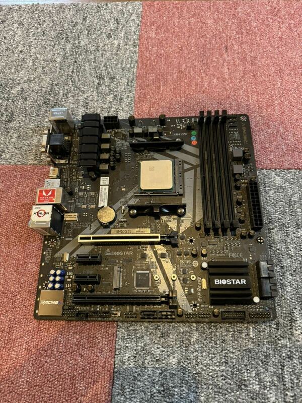 マザーボード BIOSTAR B450GT3/AMD Athlon 200GE CPU 2点セット 現状品