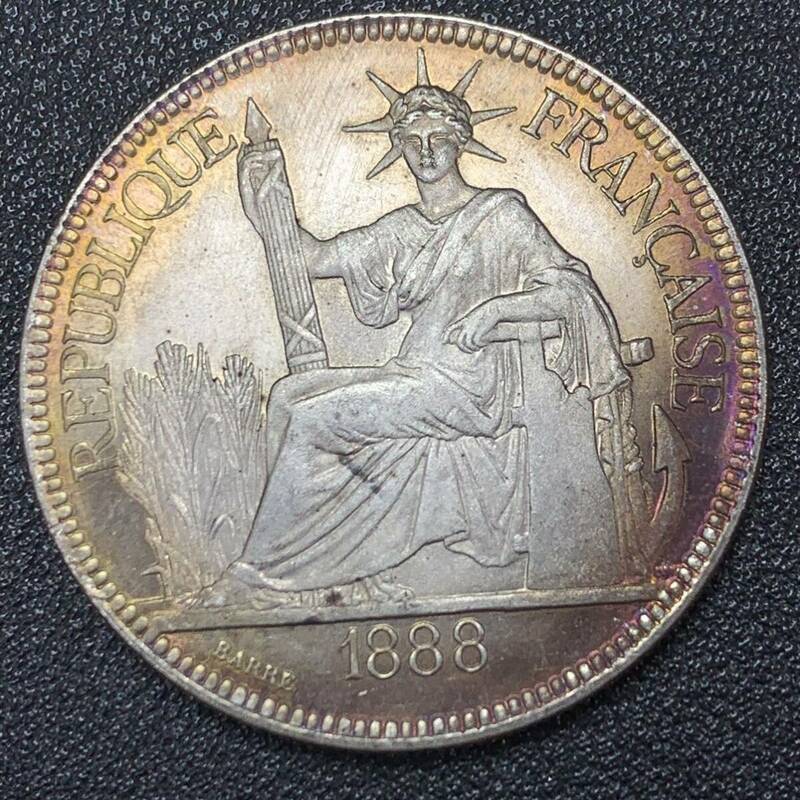 銀貨　古銭　フランス領インドシナドル　1888年　自由の女神デザイン　コイン　硬貨