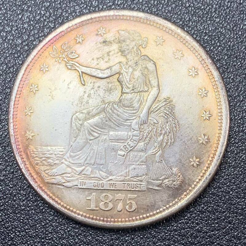 銀貨　古銭　アメリカ　1875年　自由の女神　独立13州　13の星　リバティ　イーグル　1ドル　大型　コイン　硬貨
