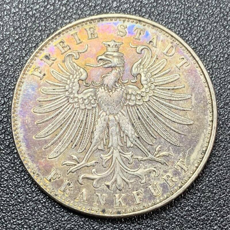 銀貨　古銭　1862年　ドイツ　ドイツ射撃フェスティバル　国章　双頭の鷲　大型　コイン　硬貨　74 グルデン