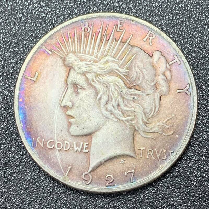 銀貨　古銭　アメリカ　1927年　自由の女神　独立13州　13の星　リバティ　太陽　イーグル　1ドル　大型　コイン　硬貨
