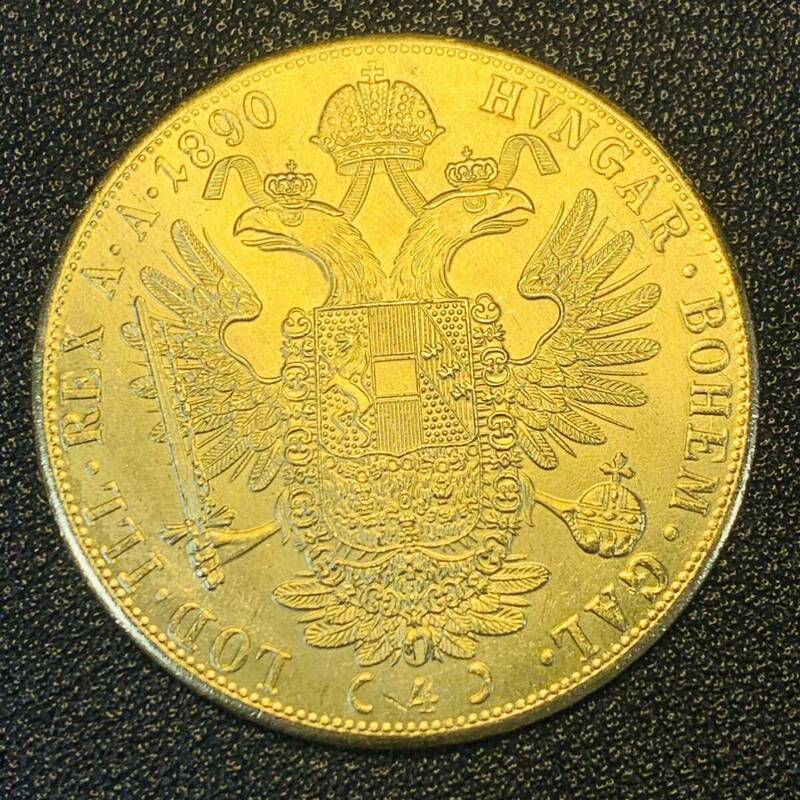 金貨　古銭　1890年　オーストリア　フランツ・ヨーゼフ1世　クラウン　国章　紋章　双頭の鷲　小型　コイン