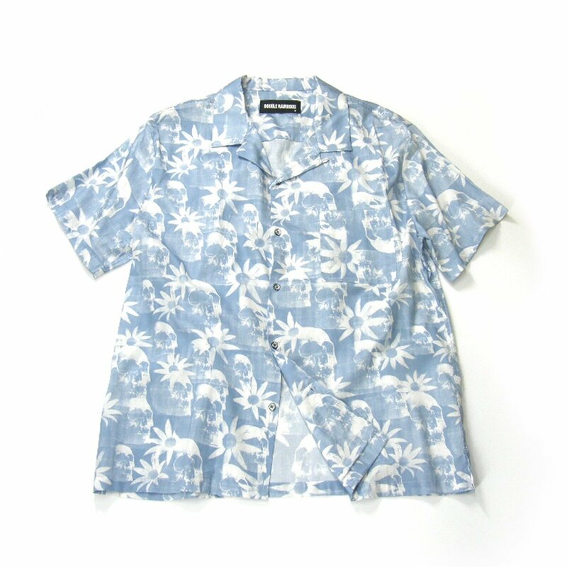 新品 DOUBLE RAINBOUU / SS HAWAIIAN SHIRT / スカル / ボタニカル / フラワー / 半袖シャツ / M ★353187 ダブルレインボー