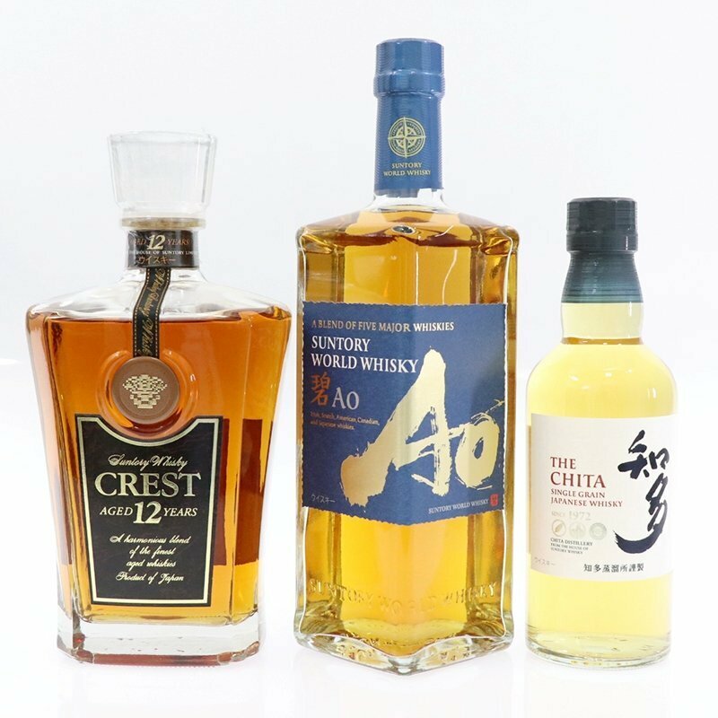 ◆ 3本セット ◆ サントリー / SUNTORY ◆ クレスト12年 & 碧 Ao & 知多 ハーフ ◆ 350ml / 700ml / 43% ◆.