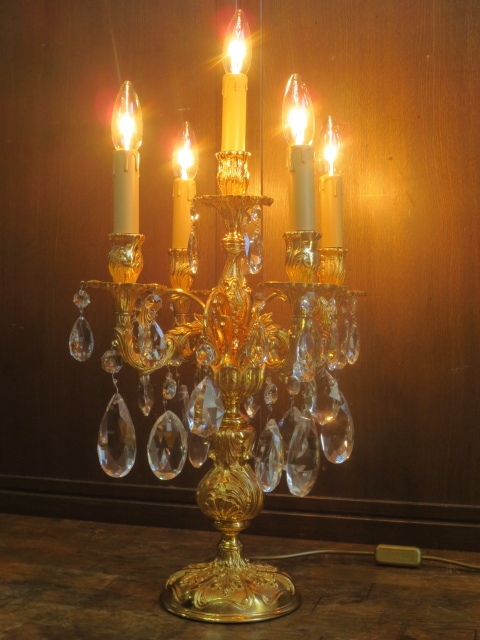 最高級 イタリア製 クリスタルガラス 5灯式 シャンデリア スタンドランプ ｂ/テーブルランプ/照明/西洋/アンティーク/クラシック/ロココ
