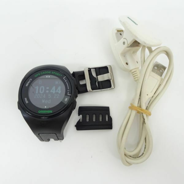 ■tyom1377-2 165 稼働品 GREENONグリーンオン G08P スポルト THE GOLF WATCH SPORT+ゴルフウォッチ GPS CADDIE SPORT+ブラック ベルト壊れ