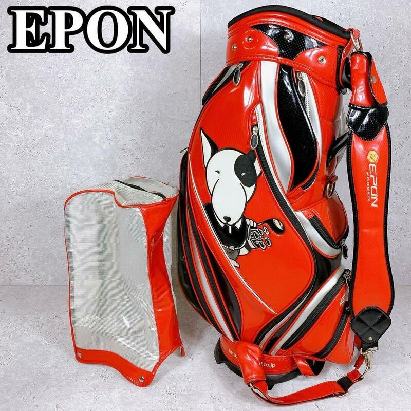 良品 EPON キャディバッグ 9.5型 ゴルフ カート 3点式 エナメル エポン ゴルフバッグ