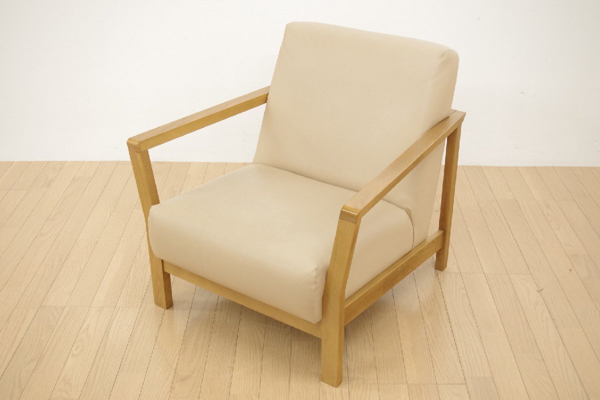 カリモク家具 1人掛けソファ アームチェア (B) 1P ラウンジ 合皮張り karimoku リビング ダイニング 応接 カフェ 飲食 シンプル 肘掛椅子