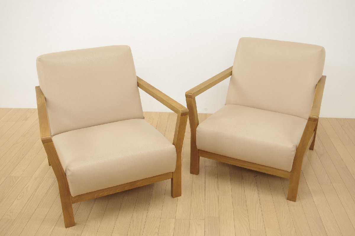 カリモク家具 1人掛けソファ 2脚セット アームチェア (１) ラウンジ 合皮 1P karimoku リビング ダイニング 応接 カフェ シンプル 肘掛椅子